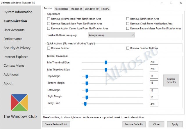 Ultimate Windows Tweaker      Windows 10