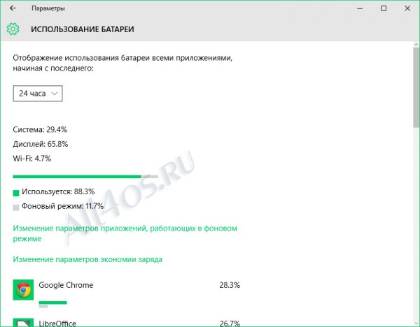 Электропитание в Windows 10 - настройка для экономии заряда батареи