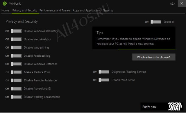WinPurify     Windows 10