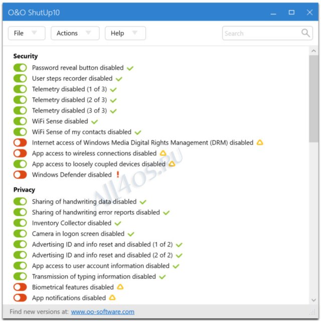 O&O ShutUp10      Windows 10