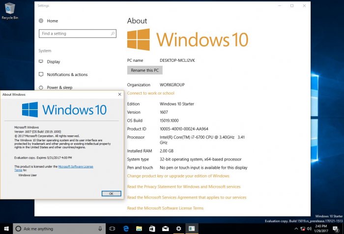    Windows 10 Cloud  Starter