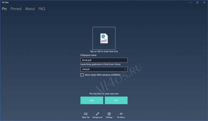 Pin Files          Windows 10