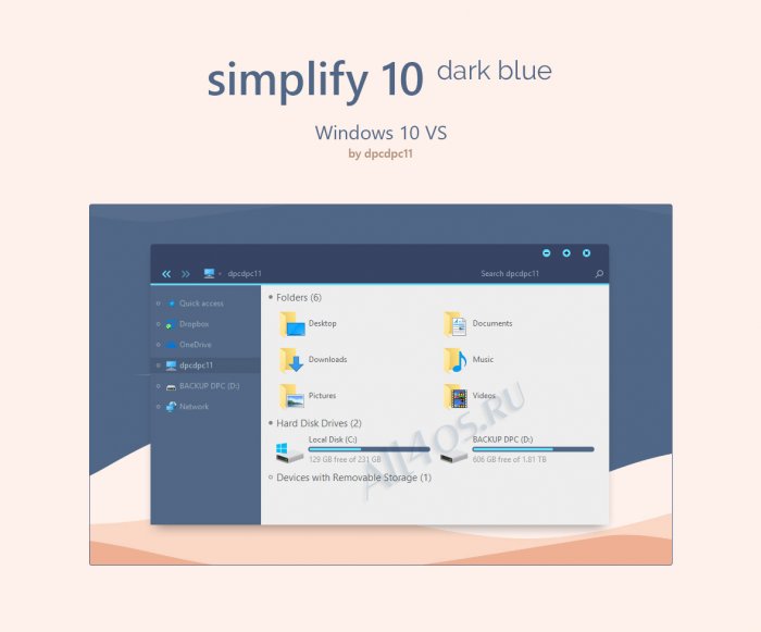 Simplify 10 Dark Blue        Windows 10